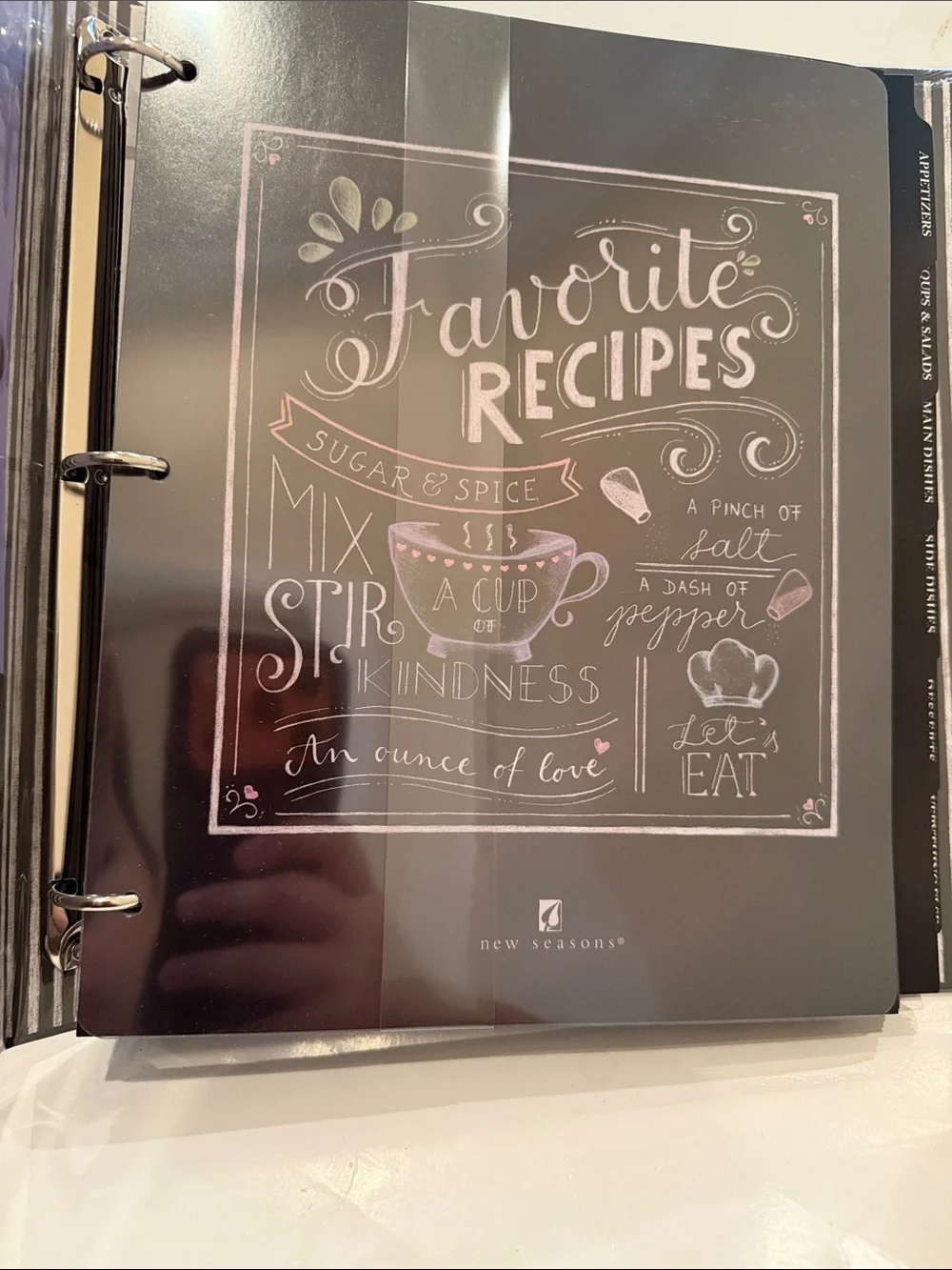 NWT New Seasons Deluxe Recipe Binder Style 'Favorite Recipes' - Black
